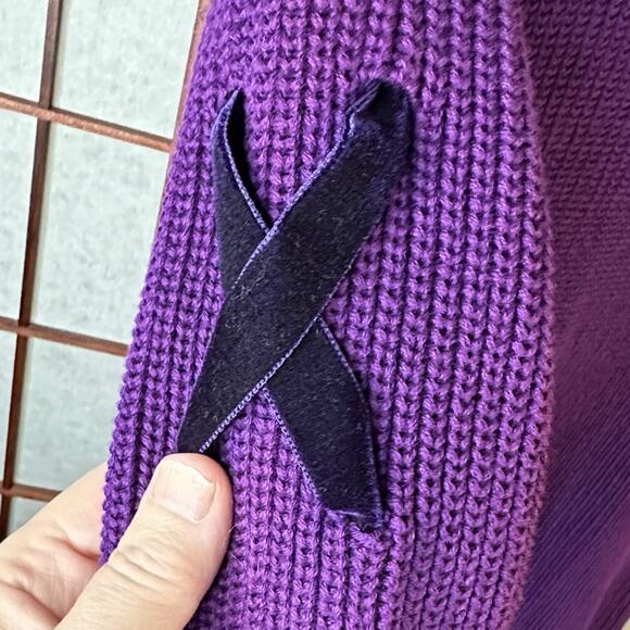 Ralph Lauren Purple Sweater with Black Bow Accents - Picture 5 of 13